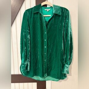Emerald Green John Mark Small Green Velvet Women's Top